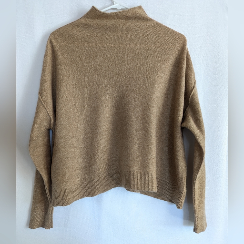 Pilcro Alani XS Mock Neck Sweater Tan Camel Nude 100% Cashmere Oversized Relaxed - Picture 8 of 10